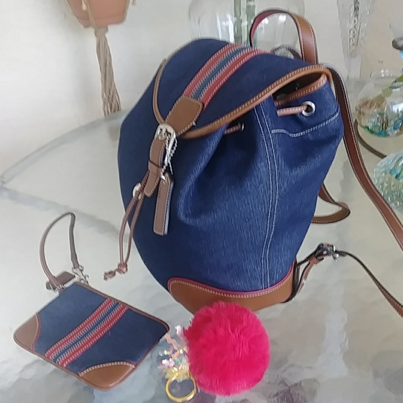 Coach Handbags - COACH DENIM & LEATHER BACKPACK & COIN BAG 2004